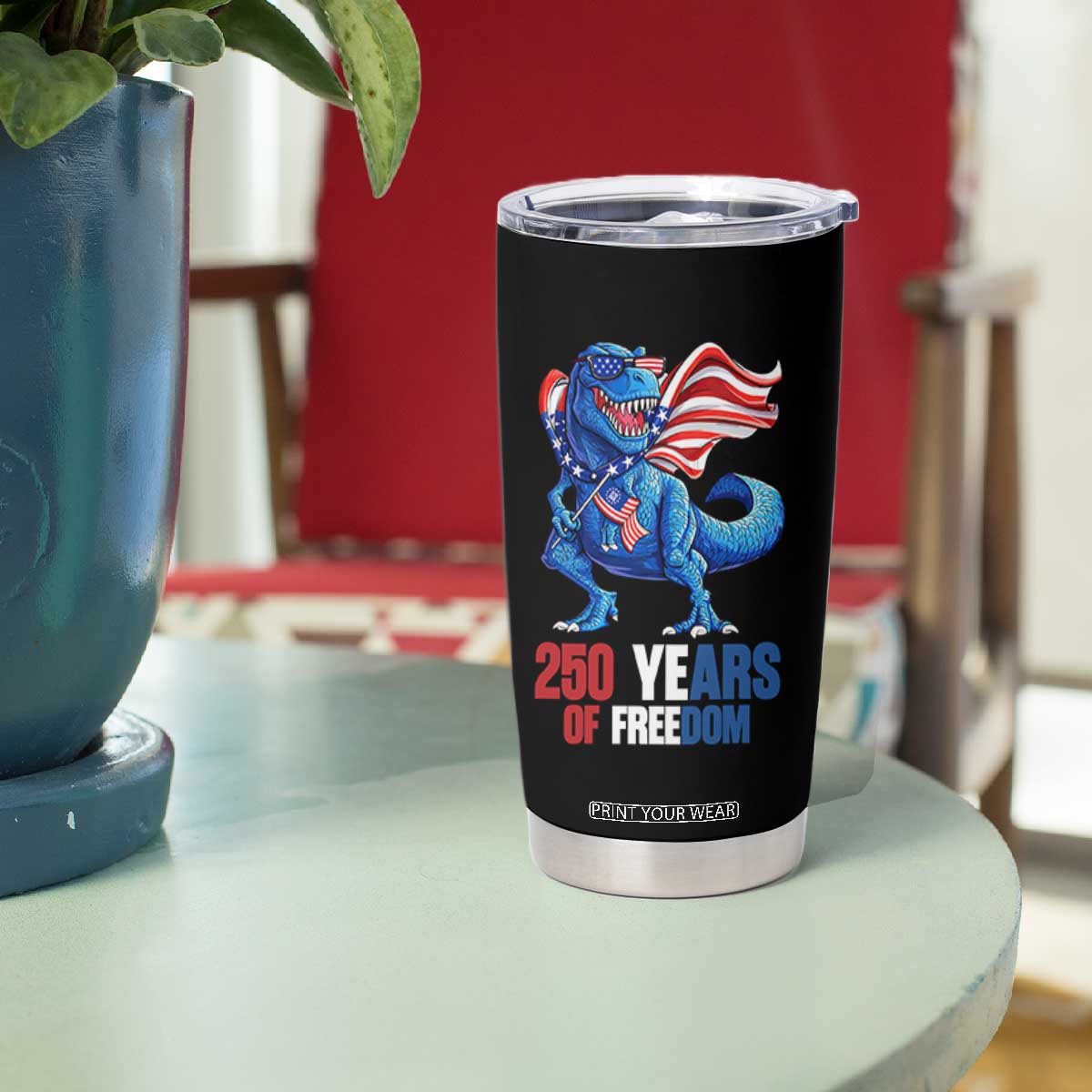 Funny Patriotic Dinosaur Tumbler Cup 250 Years Of Freedom TS12 Print Your Wear