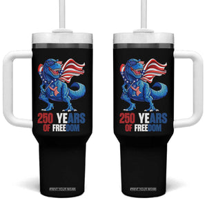 Funny Patriotic Dinosaur Tumbler With Handle 250 Years Of Freedom TS12 One Size: 40 oz Black Print Your Wear