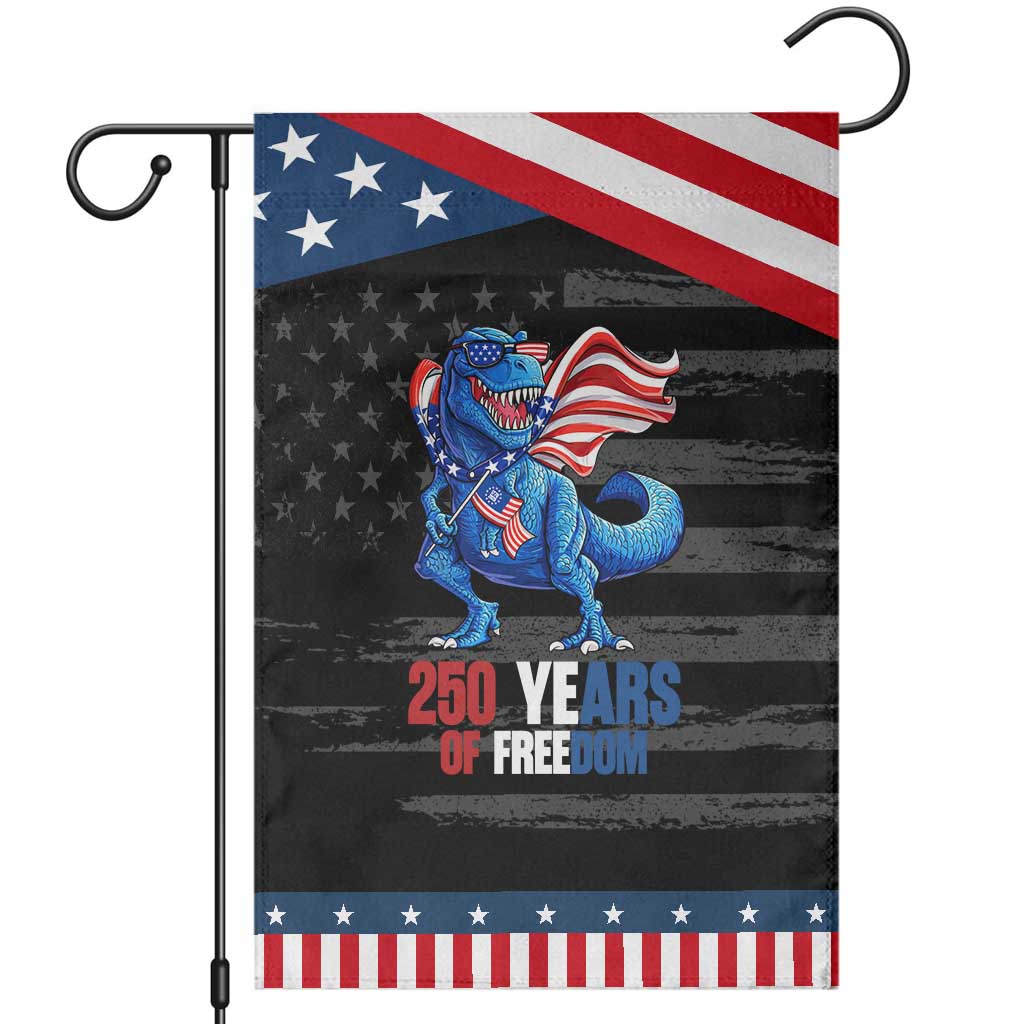 Funny Patriotic Dinosaur Garden Flag 250 Years Of Freedom TS12 Distressed Black Blue Print Your Wear