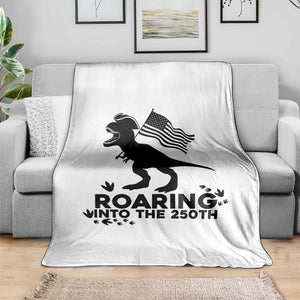 Funny Patriotic Dinosaur Throw Blanket Roaring Into The 250th Anniversary TS12 Print Your Wear