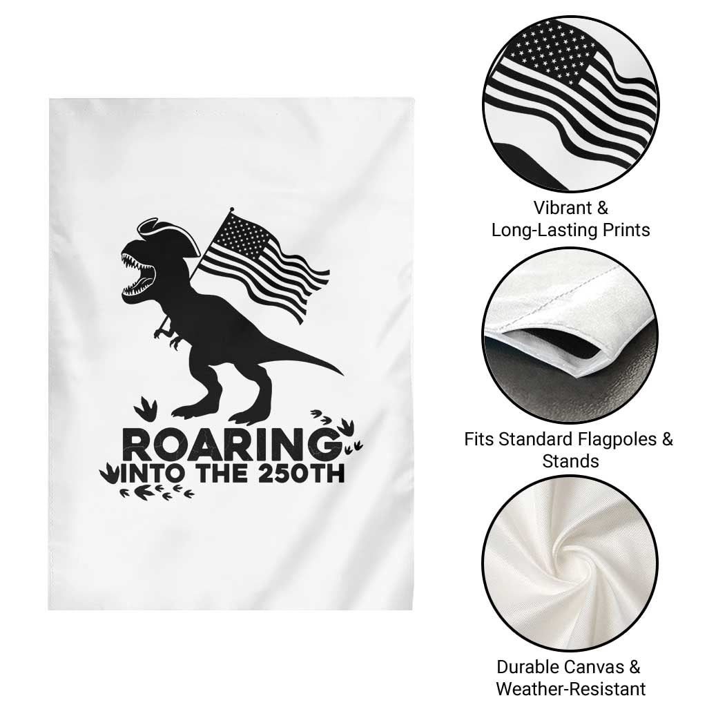 Funny Patriotic Dinosaur Garden Flag Roaring Into The 250th Anniversary TS12 Print Your Wear