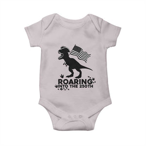 Funny Patriotic Dinosaur Baby Onesie Roaring Into The 250th Anniversary TS12 Ice Gray Print Your Wear