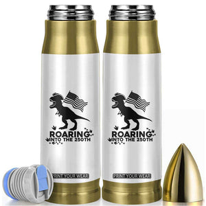 Funny Patriotic Dinosaur Bullet Tumbler Roaring Into The 250th Anniversary TS12 White Print Your Wear
