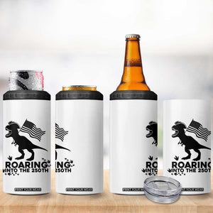 Funny Patriotic Dinosaur 4 in 1 Can Cooler Tumbler Roaring Into The 250th Anniversary TS12 Print Your Wear
