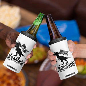 Funny Patriotic Dinosaur 4 in 1 Can Cooler Tumbler Roaring Into The 250th Anniversary TS12 Print Your Wear