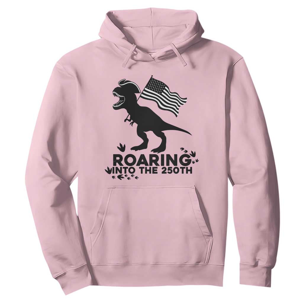 Funny Patriotic Dinosaur Hoodie Roaring Into The 250th Anniversary TS12 Light Pink Print Your Wear