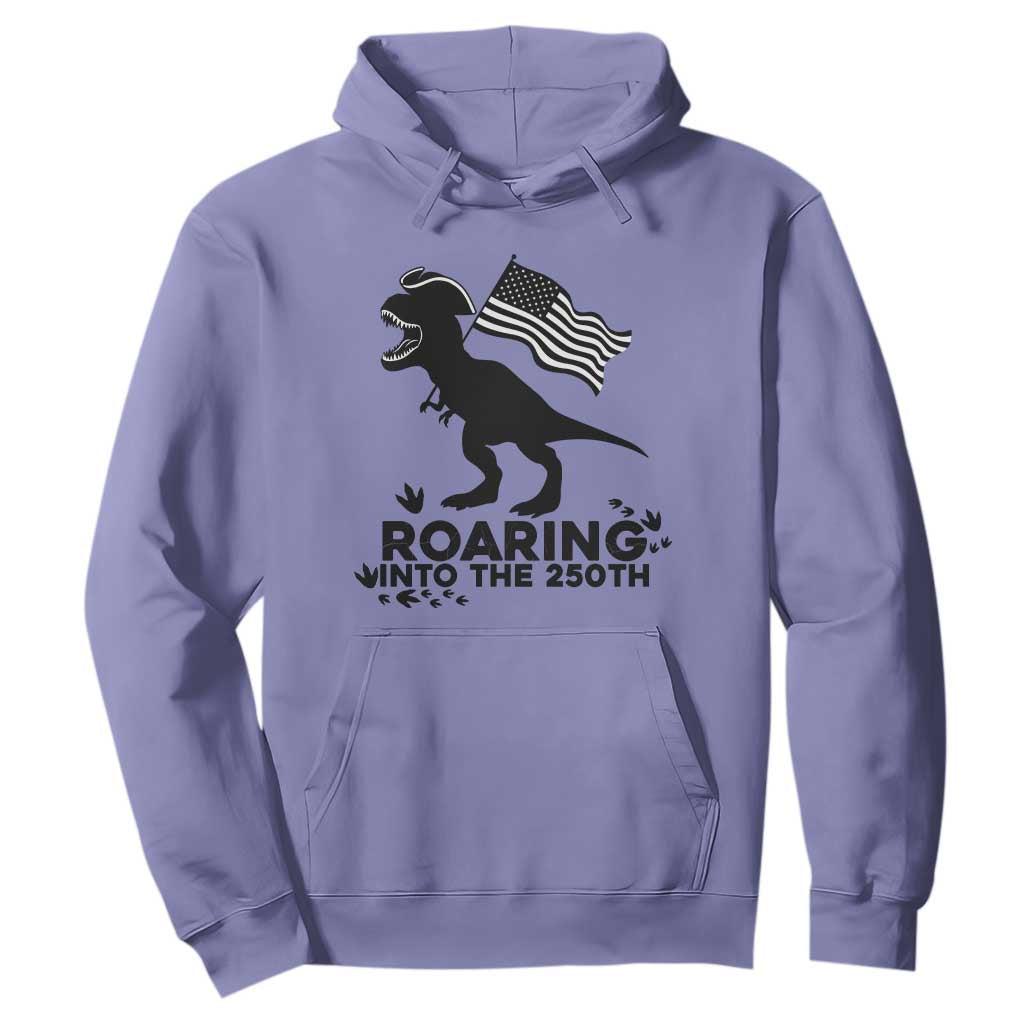 Funny Patriotic Dinosaur Hoodie Roaring Into The 250th Anniversary TS12 Violet Print Your Wear