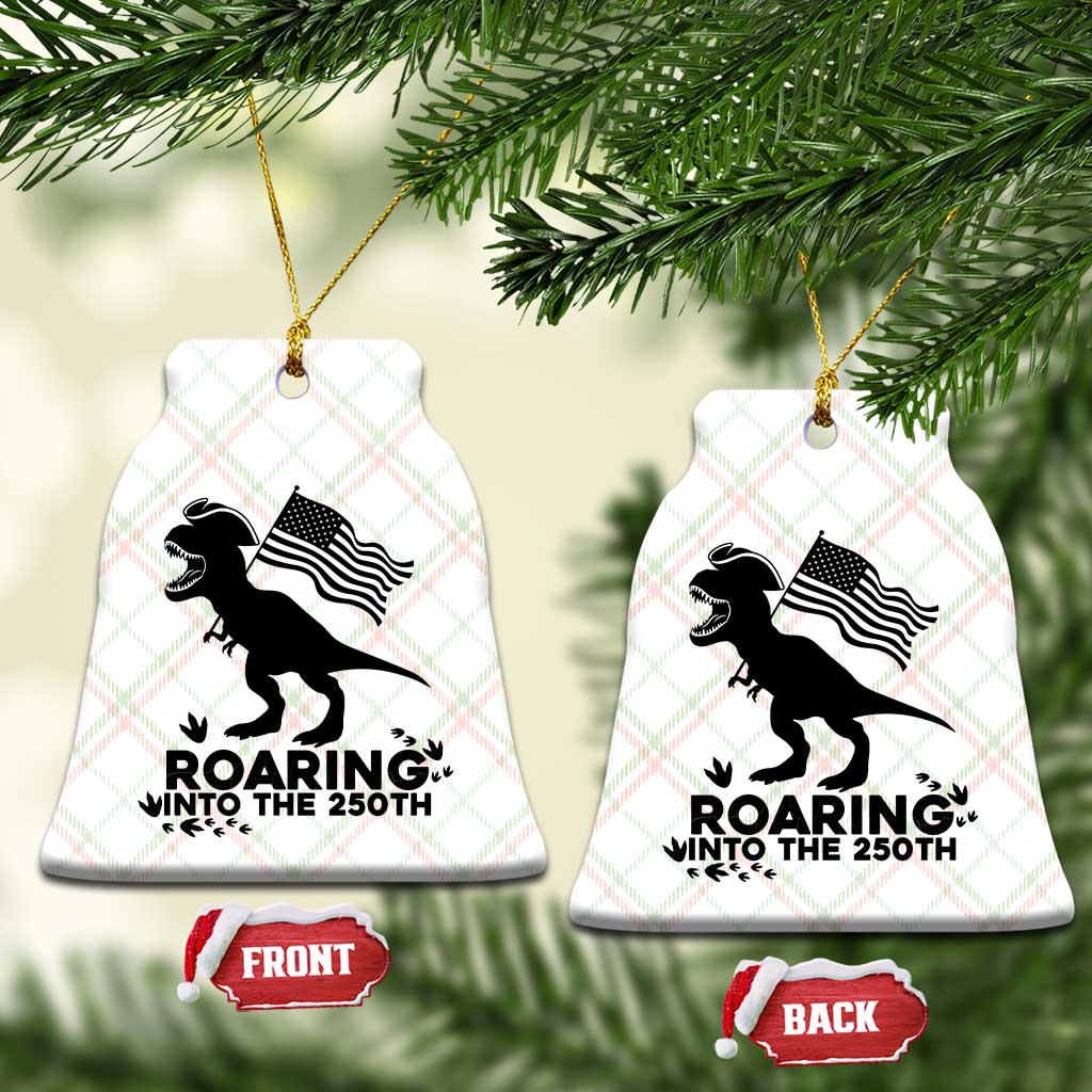 Funny Patriotic Dinosaur Ceramic Ornament Roaring Into The 250th Anniversary TS12 Print Your Wear