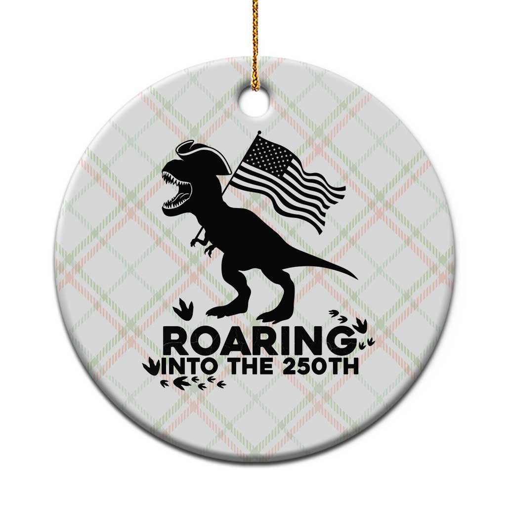 Funny Patriotic Dinosaur Ceramic Ornament Roaring Into The 250th Anniversary TS12 1pc Christmas Plaid Print Your Wear