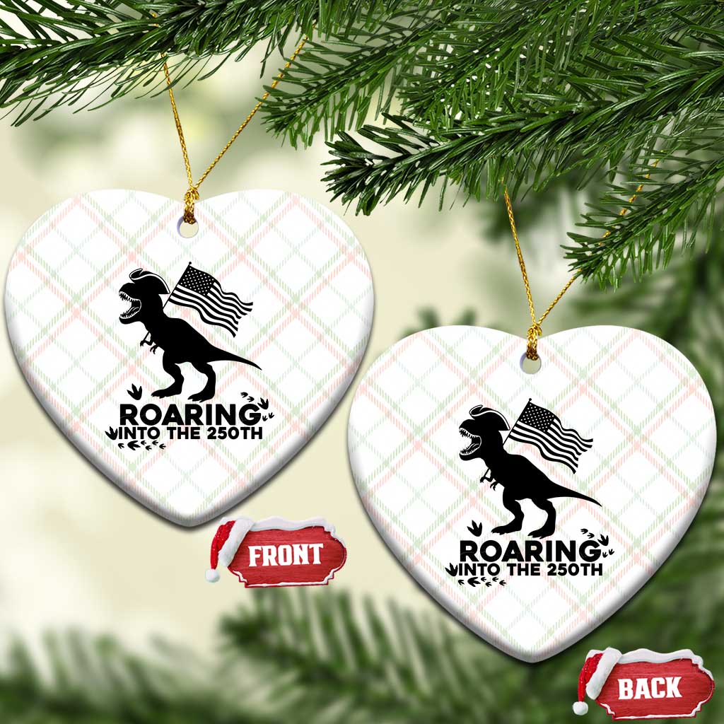 Funny Patriotic Dinosaur Ceramic Ornament Roaring Into The 250th Anniversary TS12 Print Your Wear