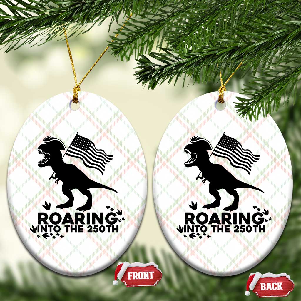 Funny Patriotic Dinosaur Ceramic Ornament Roaring Into The 250th Anniversary TS12 Print Your Wear