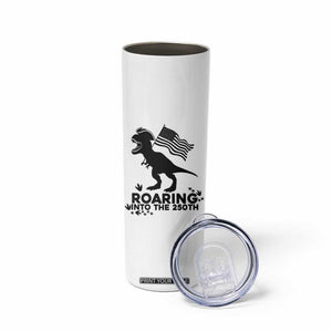 Funny Patriotic Dinosaur Skinny Tumbler Roaring Into The 250th Anniversary TS12 Print Your Wear