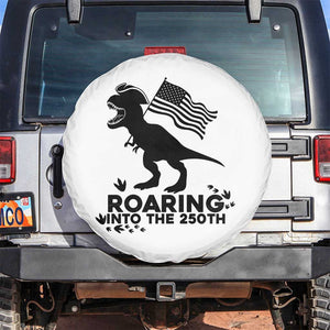 Funny Patriotic Dinosaur Spare Tire Cover Roaring Into The 250th Anniversary TS12 No hole White Print Your Wear