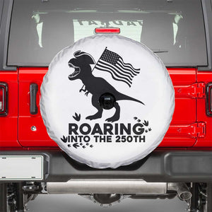 Funny Patriotic Dinosaur Spare Tire Cover Roaring Into The 250th Anniversary TS12 White Print Your Wear