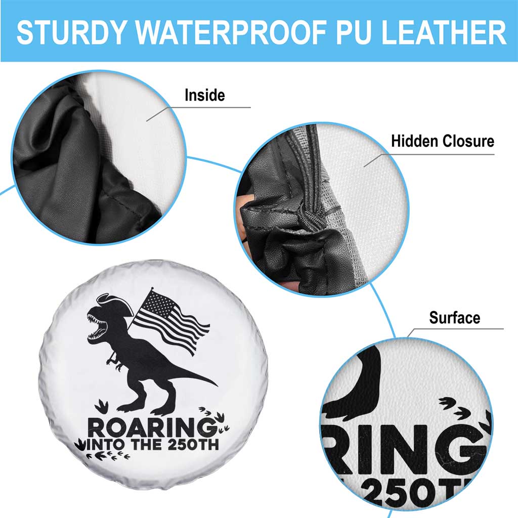Funny Patriotic Dinosaur Spare Tire Cover Roaring Into The 250th Anniversary TS12 Print Your Wear