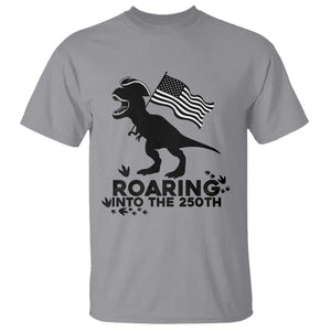 Funny Patriotic Dinosaur T Shirt Roaring Into The 250th Anniversary TS12 Sport Gray Print Your Wear