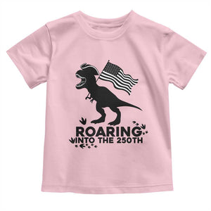 Funny Patriotic Dinosaur Toddler T Shirt Roaring Into The 250th Anniversary TS12 Light Pink Print Your Wear
