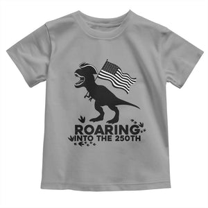 Funny Patriotic Dinosaur Toddler T Shirt Roaring Into The 250th Anniversary TS12 Sport Gray Print Your Wear