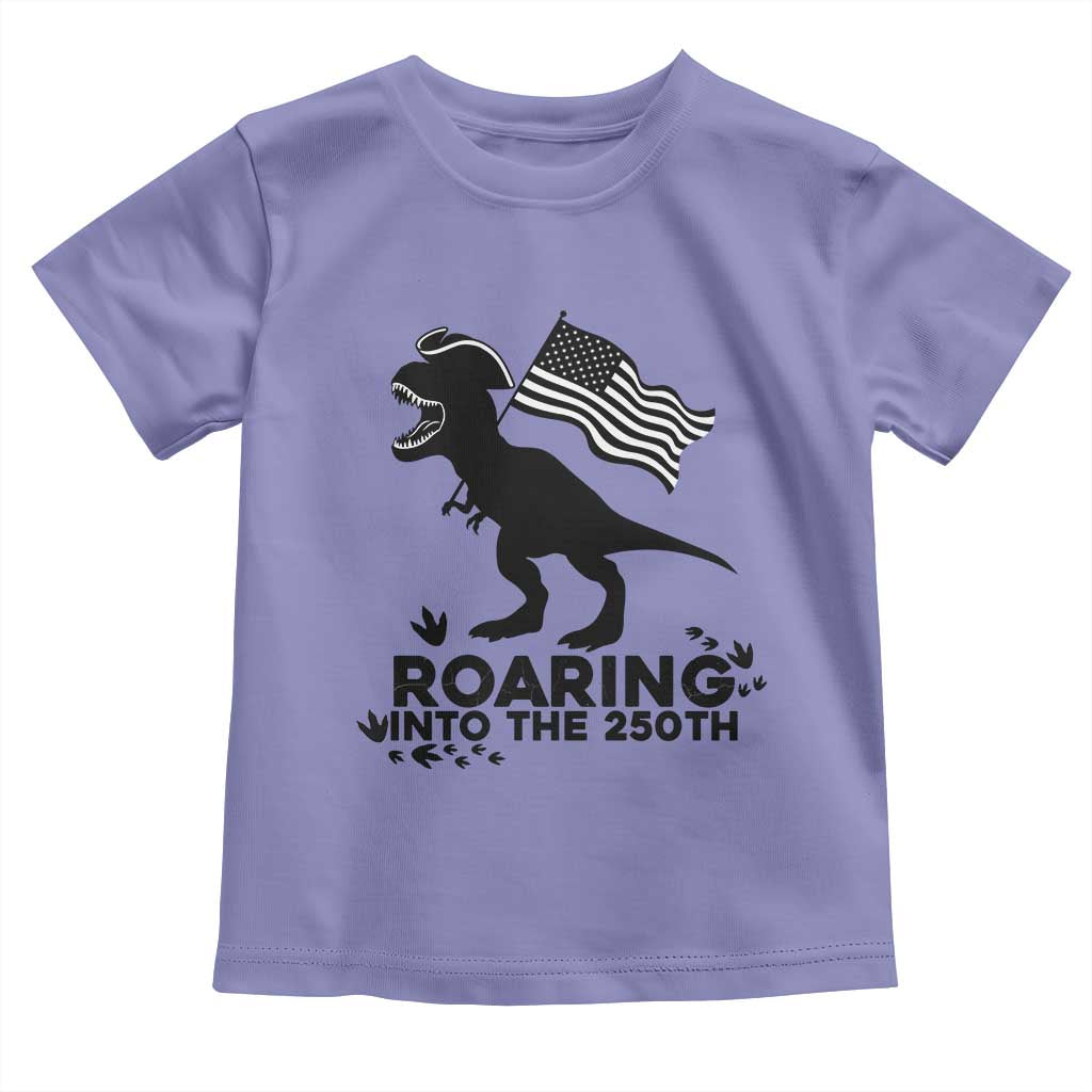 Funny Patriotic Dinosaur Toddler T Shirt Roaring Into The 250th Anniversary TS12 Violet Print Your Wear