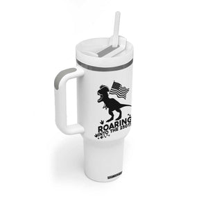 Funny Patriotic Dinosaur Tumbler With Handle Roaring Into The 250th Anniversary TS12 Print Your Wear