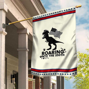 Funny Patriotic Dinosaur Garden Flag Roaring Into The 250th Anniversary TS12 Modern Beige Red Print Your Wear