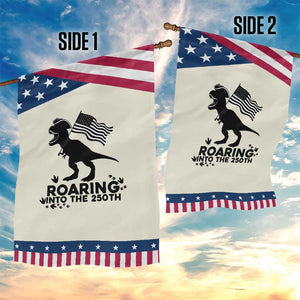 Funny Patriotic Dinosaur Garden Flag Roaring Into The 250th Anniversary TS12 Print Your Wear