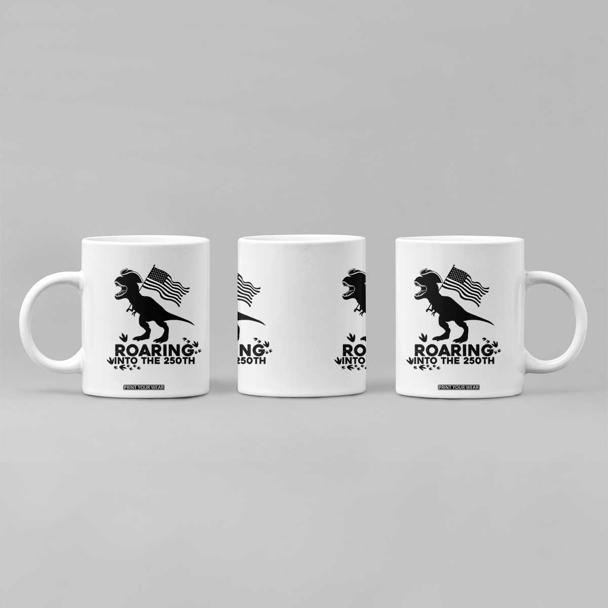 Funny Patriotic Dinosaur Coffee Mug Roaring Into The 250th Anniversary TS12 Print Your Wear