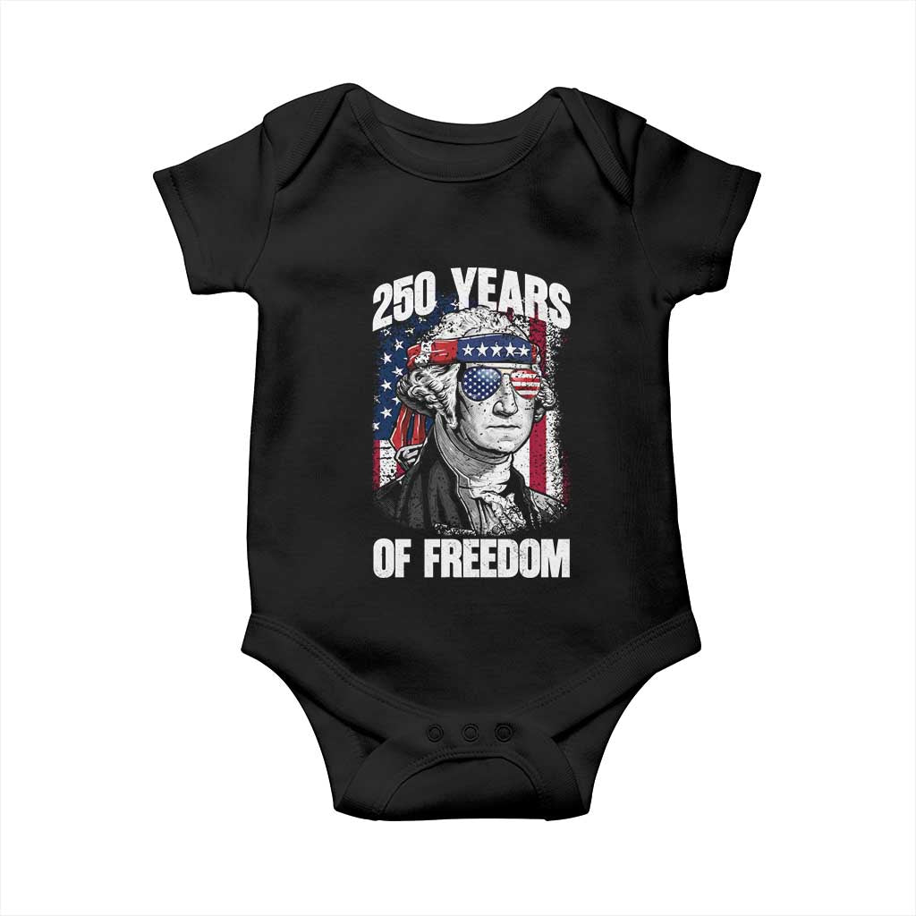 George Washington Founding Father Baby Onesie 250 Years Of Freedom TS12 Black Print Your Wear