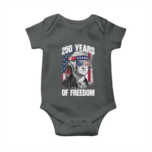 George Washington Founding Father Baby Onesie 250 Years Of Freedom TS12 Dark Heather Print Your Wear