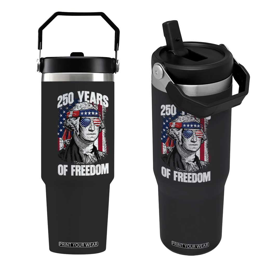 George Washington Founding Father Flip Straw Tumbler 250 Years Of Freedom TS12 One Size: 30 oz Black Print Your Wear