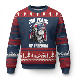 George Washington Founding Father Ugly Christmas Sweater 250 Years Of Freedom TS12 Navy Red Print Your Wear