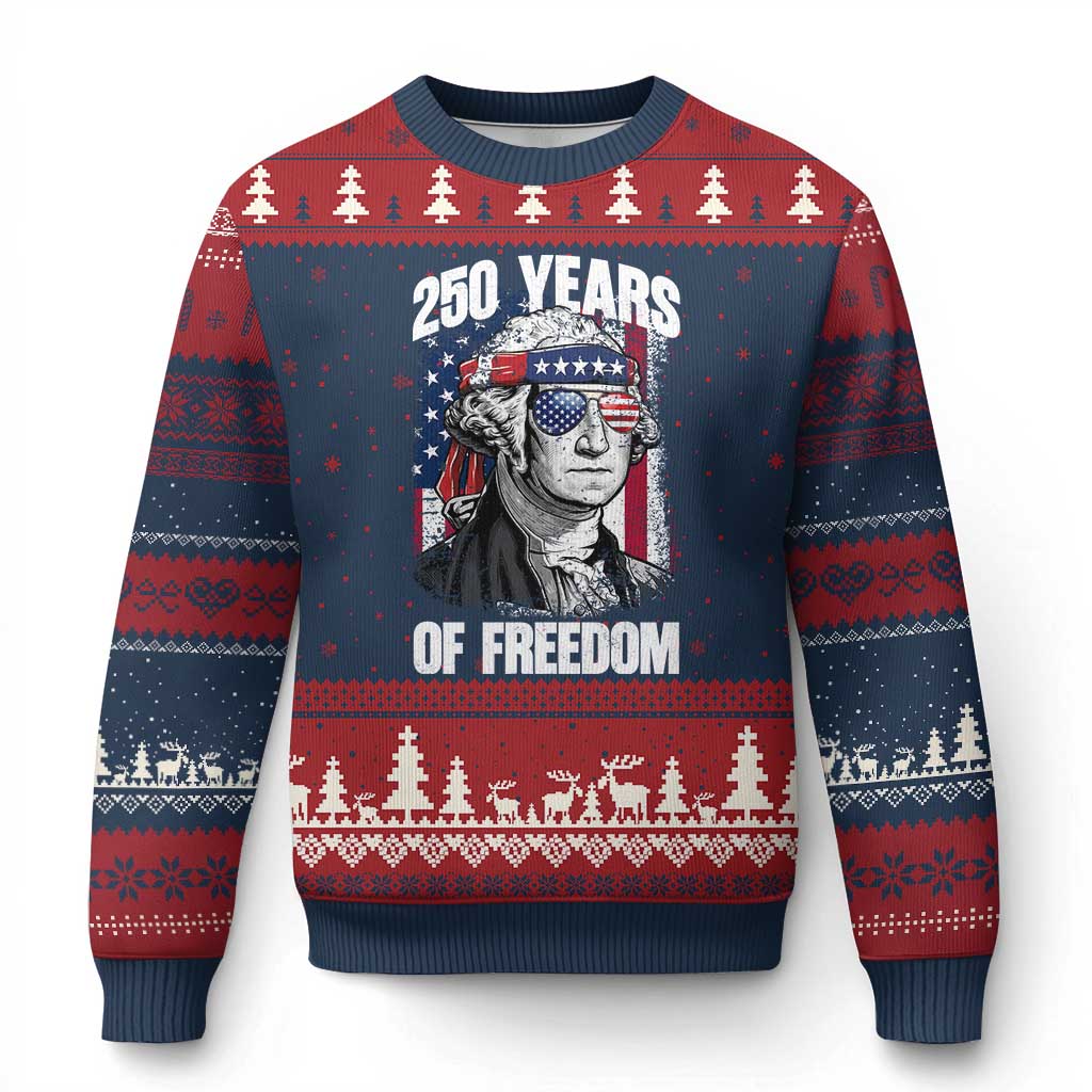 George Washington Founding Father Ugly Christmas Sweater 250 Years Of Freedom TS12 Navy Red Print Your Wear