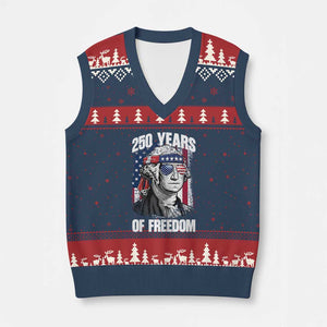George Washington Founding Father V-Neck Knit Sweater Vest 250 Years Of Freedom TS12 Navy Red Print Your Wear