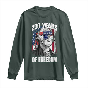 George Washington Founding Father Long Sleeve Shirt 250 Years Of Freedom TS12 Dark Forest Green Print Your Wear