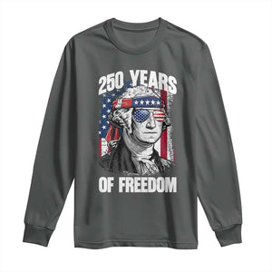 George Washington Founding Father Long Sleeve Shirt 250 Years Of Freedom TS12 Dark Heather Print Your Wear