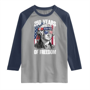 George Washington Founding Father Raglan Shirt 250 Years Of Freedom TS12 Sport Gray Navy Print Your Wear