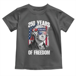 George Washington Founding Father Toddler T Shirt - 250 Years Of Freedom TS12 Dark Heather Print Your Wear