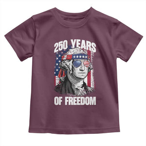 George Washington Founding Father Toddler T Shirt - 250 Years Of Freedom TS12 Maroon Print Your Wear
