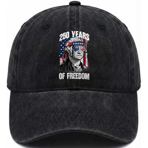 George Washington Founding Father Washed Cotton Baseball Cap 250 Years Of Freedom TS12 Washed Cap Universal Fit Black Print Your Wear