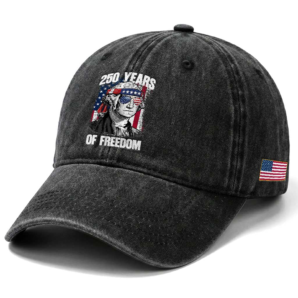 George Washington Founding Father Washed Cotton Baseball Cap 250 Years Of Freedom TS12 Print Your Wear