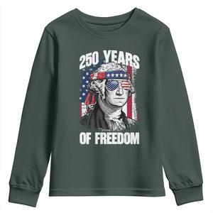George Washington Founding Father Youth Sweatshirt 250 Years Of Freedom TS12 Dark Forest Green Print Your Wear