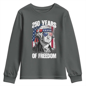 George Washington Founding Father Youth Sweatshirt 250 Years Of Freedom TS12 Dark Heather Print Your Wear