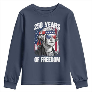 George Washington Founding Father Youth Sweatshirt 250 Years Of Freedom TS12 Navy Print Your Wear