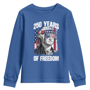 George Washington Founding Father Youth Sweatshirt 250 Years Of Freedom TS12 Royal Blue Print Your Wear
