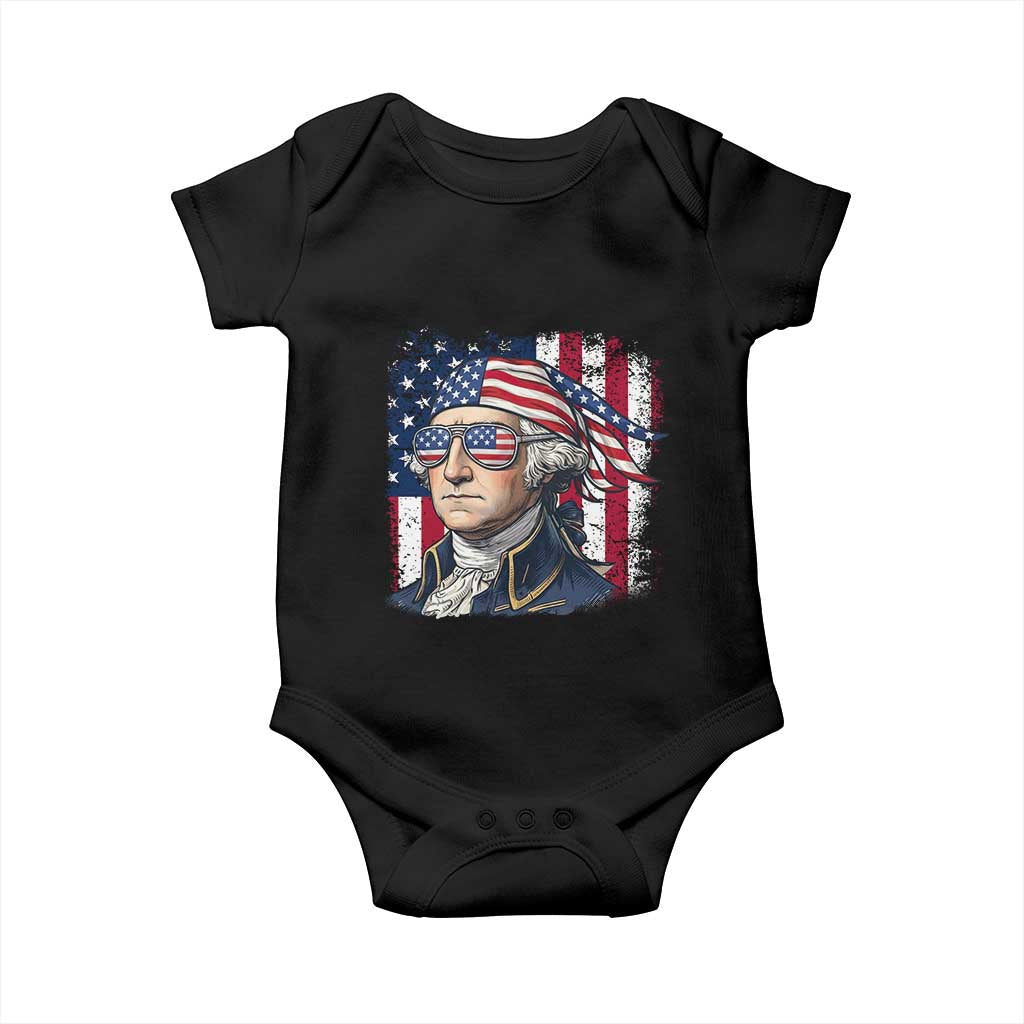 George Washington Patriotic Baby Onesie USA 250th Anniversary TS12 Black Print Your Wear