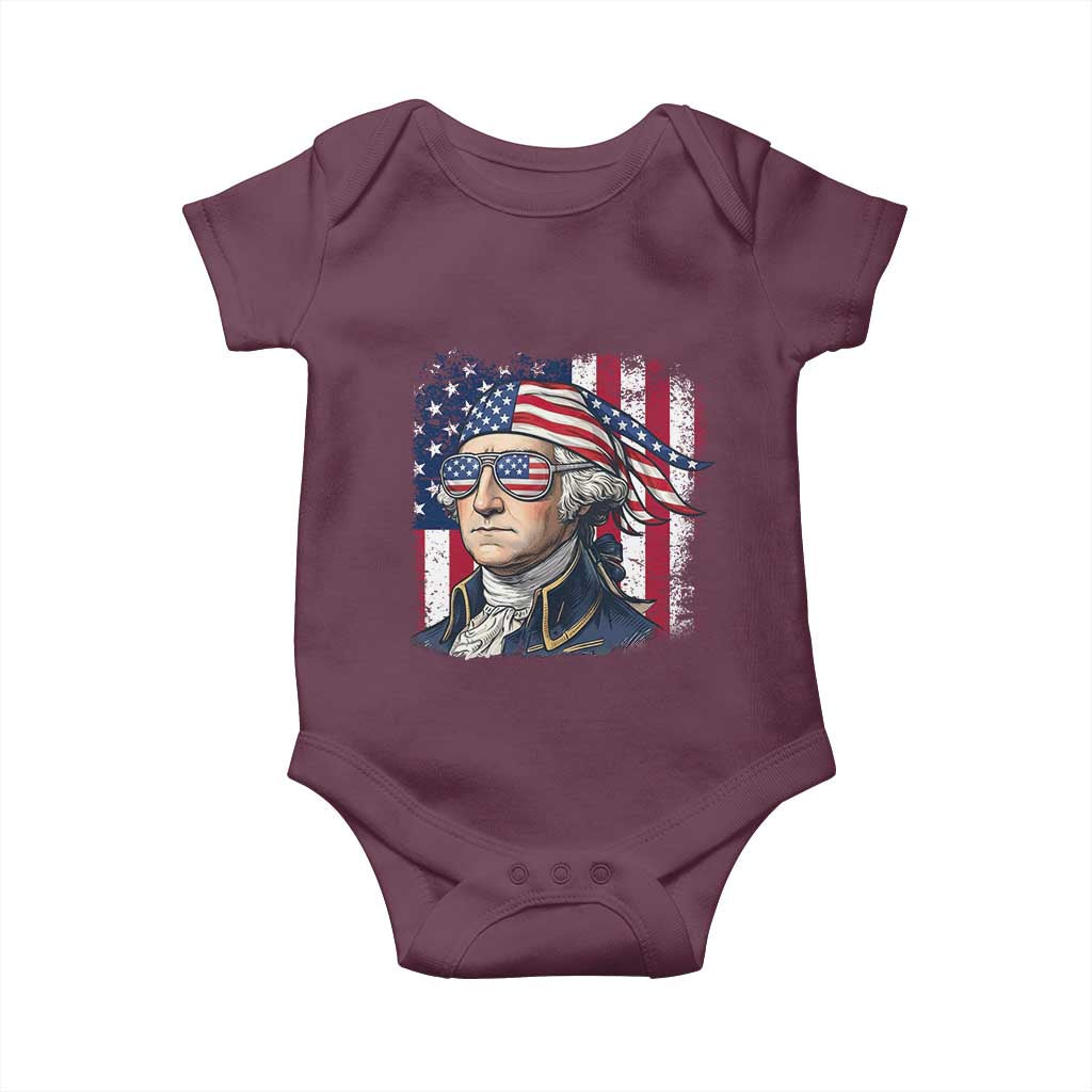 George Washington Patriotic Baby Onesie USA 250th Anniversary TS12 Maroon Print Your Wear