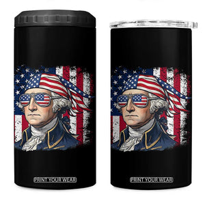 George Washington Patriotic 4 in 1 Can Cooler Tumbler USA 250th Anniversary TS12 One Size: 16 oz Black Print Your Wear