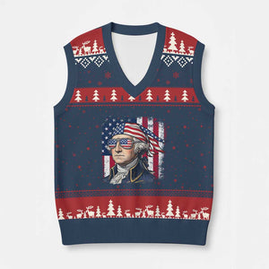 George Washington Patriotic V-Neck Knit Sweater Vest USA 250th Anniversary TS12 Navy Red Print Your Wear