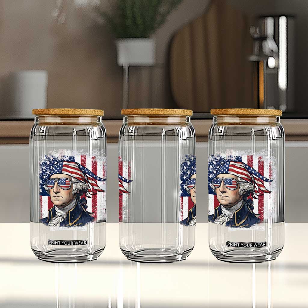George Washington Patriotic Glass Can USA 250th Anniversary TS12 Print Your Wear