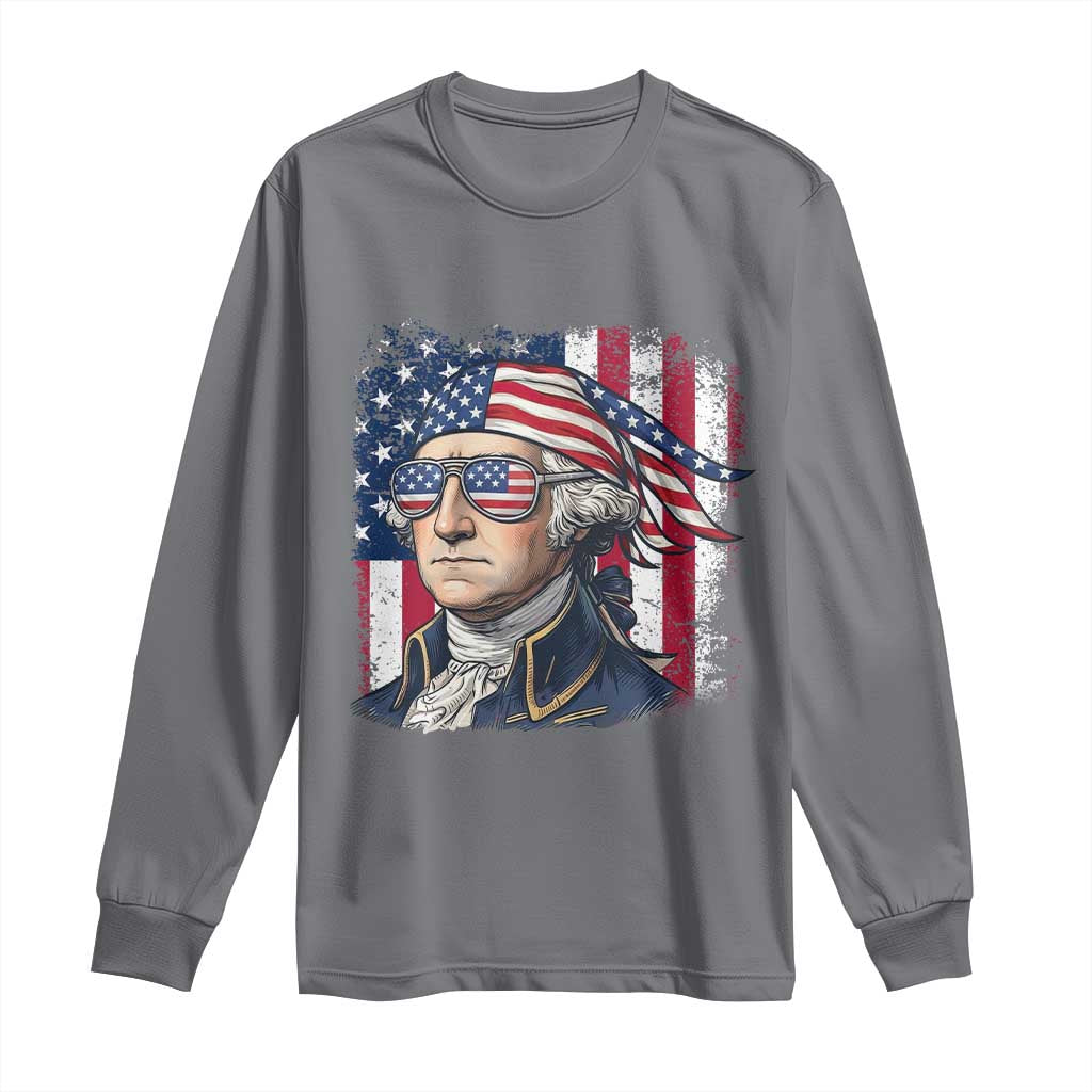 George Washington Patriotic Long Sleeve Shirt USA 250th Anniversary TS12 Charcoal Print Your Wear